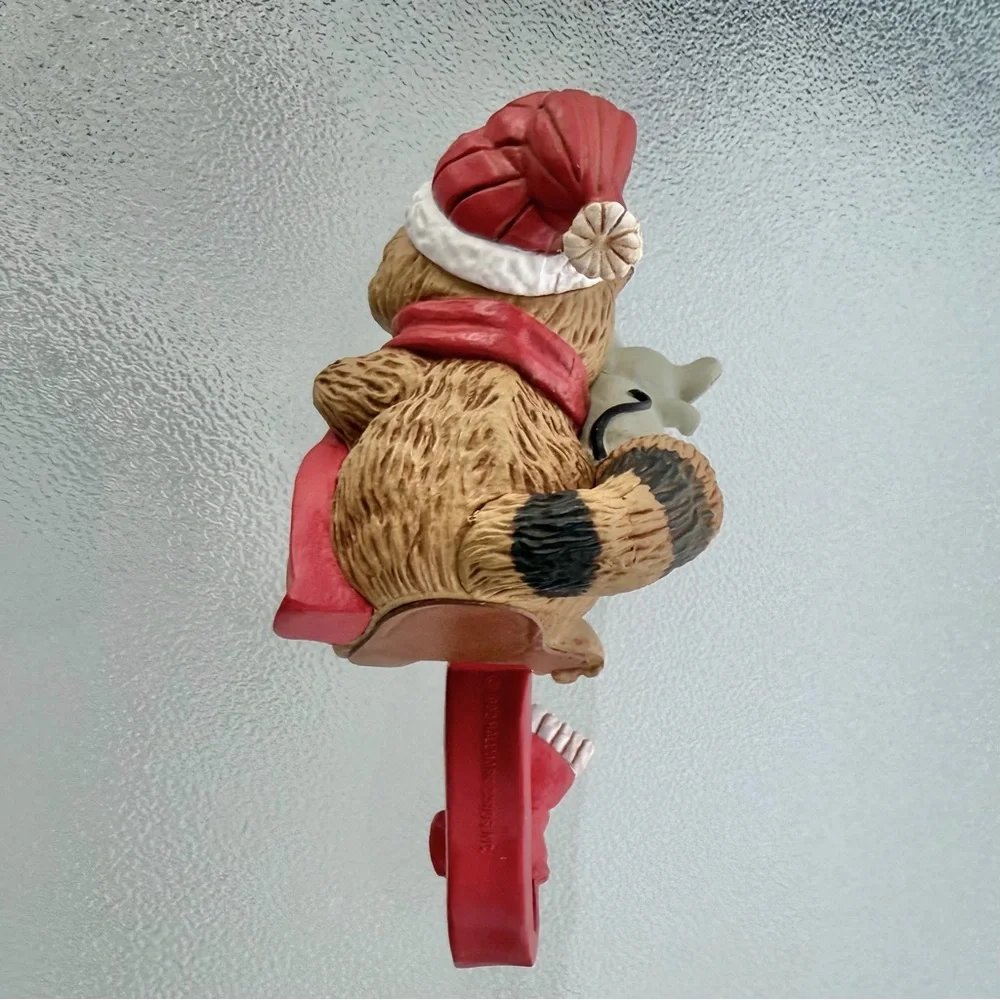 Hallmark Raccoon Christmas Stocking Hanger Vintage 1982